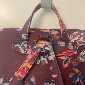 Matilda Jane Plum Perfect Vegan Leather Floral Trunk Backpack Purse Bag 13\